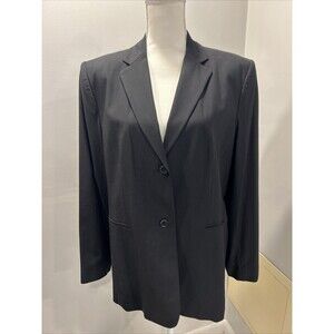 Talbots Black Blazer Jacket Lined Suit Double Button Size 14